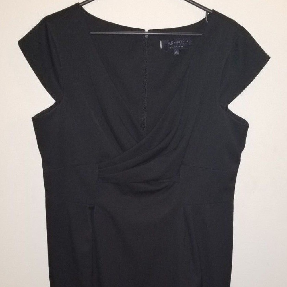 Anne Klein Black Sheath Knit Dress Sz 16